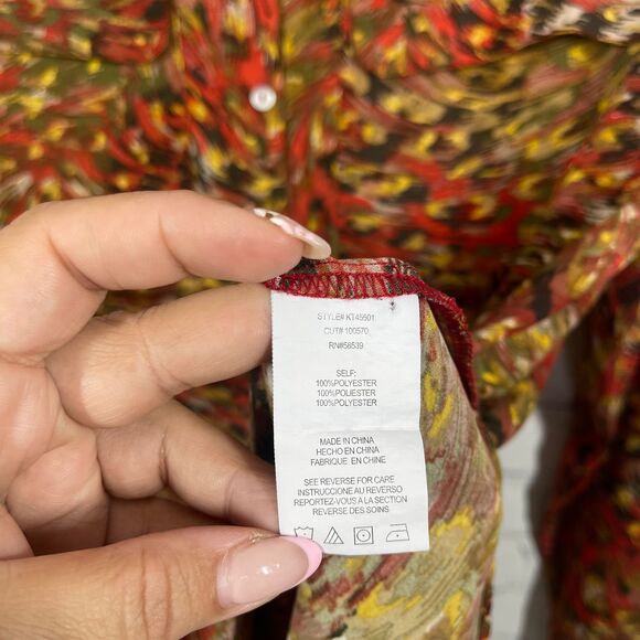 Kut From The Kloth Blouse Jasmine Womens Large Sheer Abstract Artsy Flowy Top - Picture 6 of 10